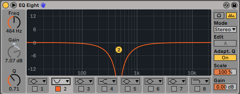 EQ Eight Ableton Live filtro tipo Notch