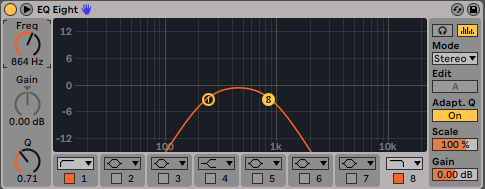 EQ Eight Ableton Live filtro tipo Band Pass Cursos Go Music Pro