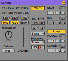 Modificar transients en sample en Ableton Live