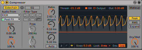 Sidechain en compresor de Ableton Live